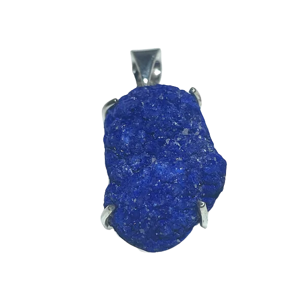 Pendentif en Azurite brute serti sur argent 925 1 | Dans les yeux de Gaïa