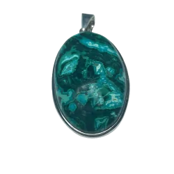 Pendentif en Chrysocolle serti sur argent 925 1 | Dans les yeux de Gaïa
