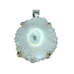 Pendentif en fleur d'Agate blanche serti en Argent 925 | Dans les Yeux de Gaïa