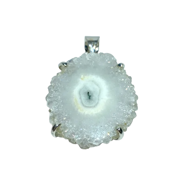 Pendentif en fleur d'Agate blanche serti en Argent 925 | Dans les Yeux de Gaïa