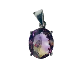 Pendentif en Amétrine Facetté serti en Argent 925 - de face | Dans les Yeux de Gaïa