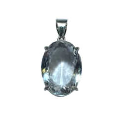 Pendentif en Cristal de Roche facetté serti en Argent 925 | Dans les Yeux de Gaïa