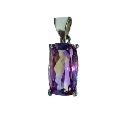Pendentif en Amétrine Facetté serti en Argent 925 - de face | Dans les Yeux de Gaïa