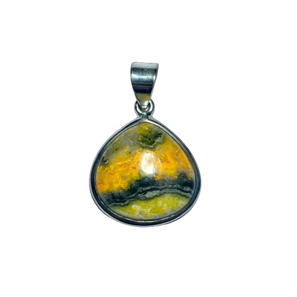 Pendentif en Orpiment serti sur argent 925 - de face | Dans les Yeux de Gaïa