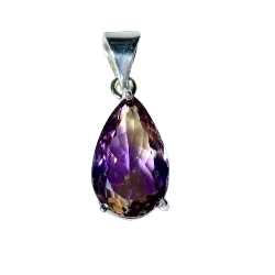 Pendentif en Amétrine Facetté serti sur Argent 925 - de face | Dans les Yeux de Gaïa