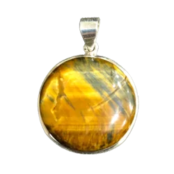 Pendentif en Oeil de Tigre sur Argent 925 - Dans les Yeux de Gaïa
