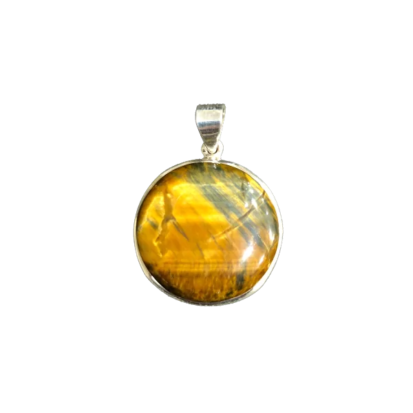 Pendentif en Oeil de Tigre sur Argent 925 - Dans les Yeux de Gaïa