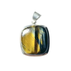 Pendentif en Oeil de Tigre serti Argent 925 -1 | Dans les yeux de Gaïa