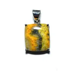 Pendentif en Orpiment serti en Argent 925 | Pendentifs en Minéraux | Dans les yeux de Gaïa