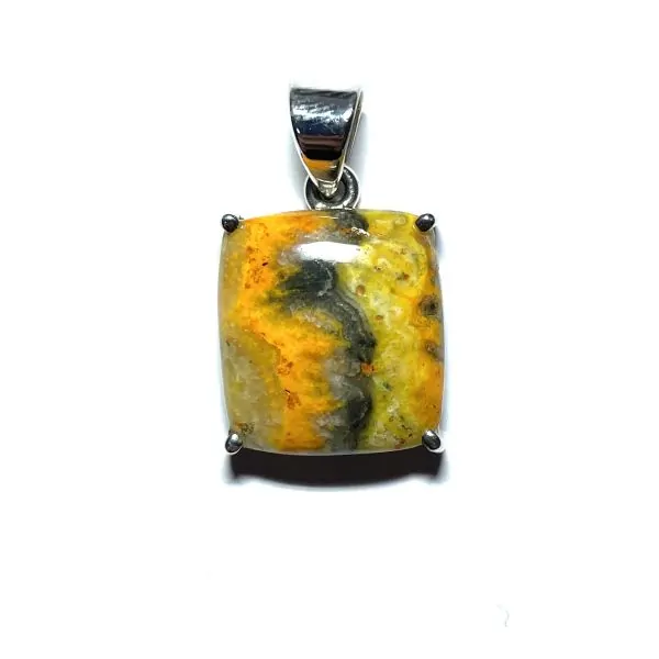 Pendentif en Orpiment serti en Argent 925 | Pendentifs en Minéraux | Dans les yeux de Gaïa