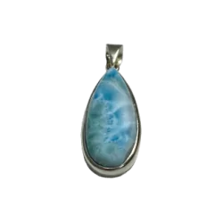 Pendentif en Larimar serti en Argent 925 | Dans les Yeux de Gaïa | Photo de face