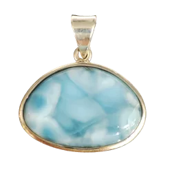 Pendentif en Larimar serti en Argent 925 -2| Pendentifs en Minéraux | Dans les yeux de Gaïa