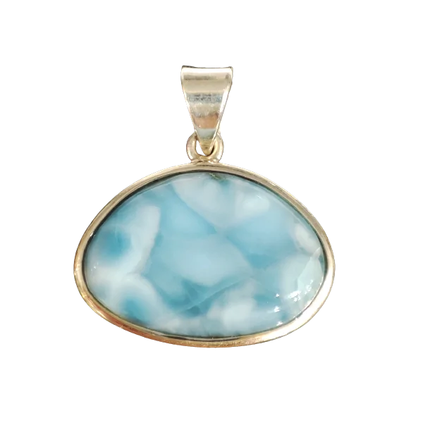 Pendentif en Larimar serti en Argent 925 -2| Pendentifs en Minéraux | Dans les yeux de Gaïa