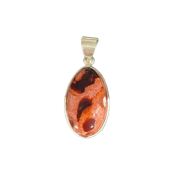 Pendentif en Agate de Feu sertie en Argent 925 - Dans les Yeux de Gaia