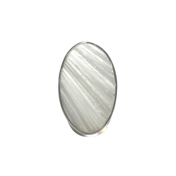 Bague en Scolécite serti sur Argent 925 - Dans les Yeux de Gaïa