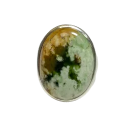 Bague en Agate mousse sertie en Argent 925 | Dans les Yeux de Gaïa