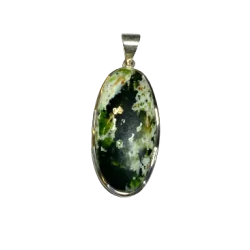 Pendentif en Agate Mousse serti sur Argent 925 | Dans les Yeux de Gaïa