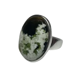 Bague en Agate Mousse sertie en Argent 925 1 | Dans les yeux de Gaïa