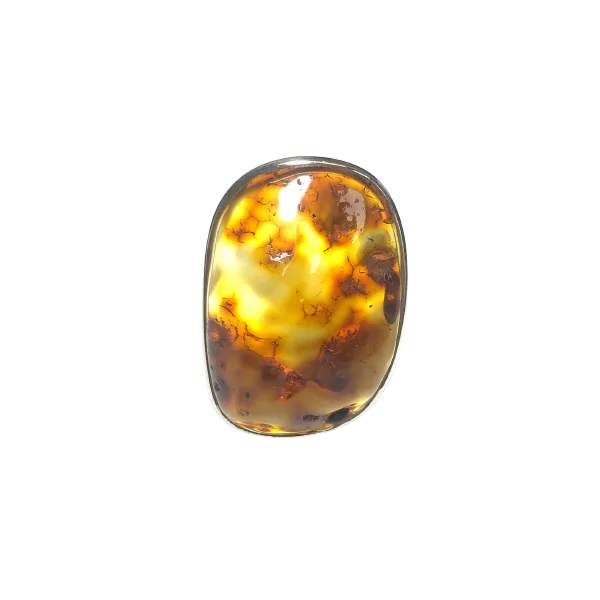 Bague en Ambre serti en Argent 925 - Dans les Yeux de Gaïa