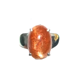 Bague en Pierre de Soleil naturelle sertie sur Argent 925 - Dans les Yeux de Gaïa