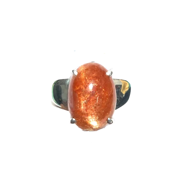 Bague en Pierre de Soleil naturelle sertie sur Argent 925 - Dans les Yeux de Gaïa