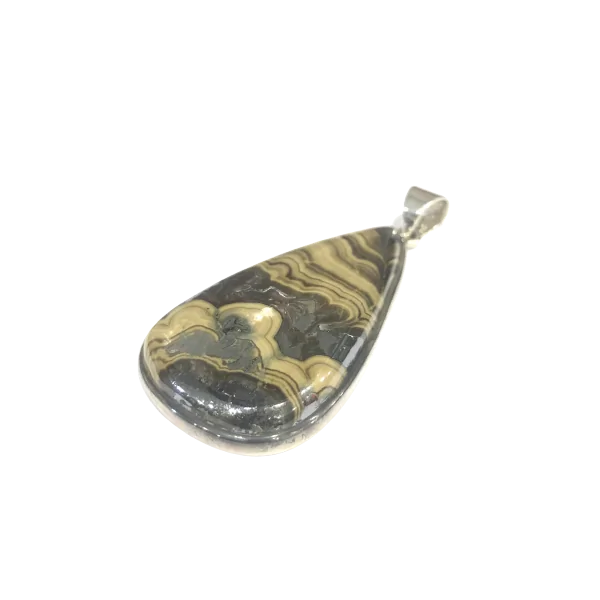 Pendentif en Schalenblende serti en Argent 925 - Dans les Yeux de Gaïa