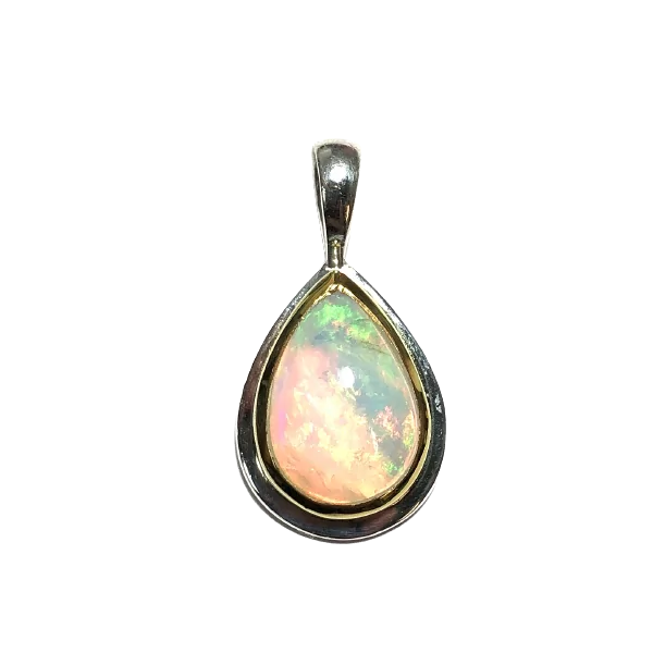 Pendentif en Opale noble d'Ethiopie sertie en Argent 925 - Dans les Yeux de Gaïa