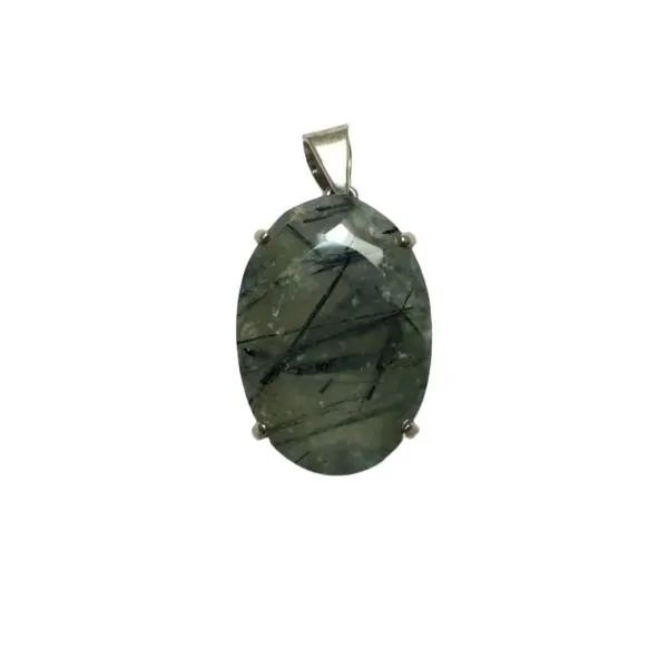 Pendentif en Prehnite monté sur de l'argent - Photo 1 | Dans les Yeux de Gaia