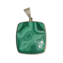 Pendentif en Malachite monté sur Argent PM01 | Dans les Yeux de Gaïa 1