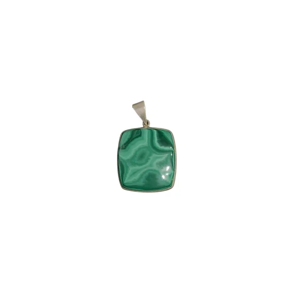 Pendentif en Malachite monté sur Argent PM01 | Dans les Yeux de Gaïa 1