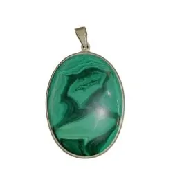 Pendentif en Malachite monté sur Argent PM02 | Dans les Yeux de Gaïa 1