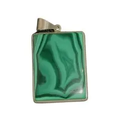 Pendentif en Malachite monté sur Argent PM03 | Dans les Yeux de Gaïa 1