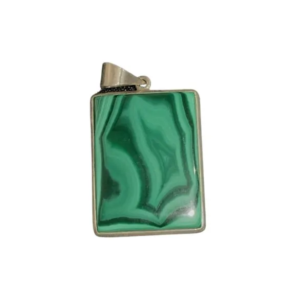 Pendentif en Malachite monté sur Argent PM03 | Dans les Yeux de Gaïa 1