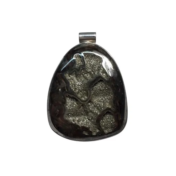 Pendentif en Colus Amonite Pyrite sur argent 925 - Photo 1 | Dans les Yeux de Gaia