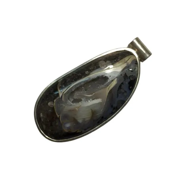 Pendentif en Colus Amonite Pyrite sur argent PAP2 | Dans les Yeux de Gaïa 2