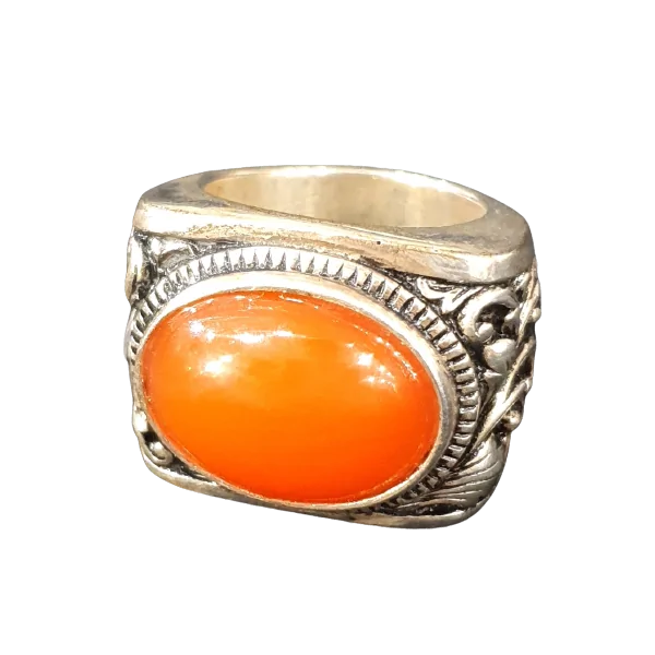 Bague en Cornaline en fleur gravé - Face | Dans les yeux de Gaïa
