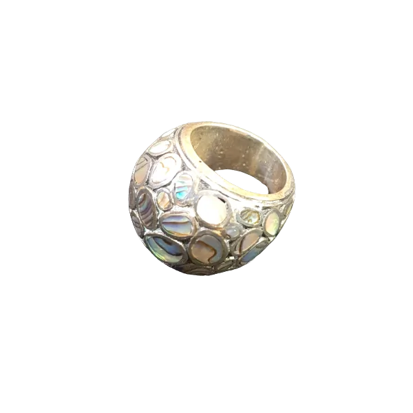 Bague avec incrustation en nacre - Haut| Dans les yeux de Gaïa