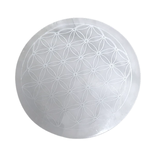 Disque en sélénite fleur de vie moyen modèle 1 | Dans les yeux de Gaïa