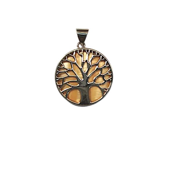 Pendentif arbre de vie nacré orangé 1 | Dans les yeux de Gaïa