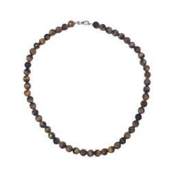 Collier facetté en oeil de tigre 8 mm - fermé | Dans les yeux de Gaïa