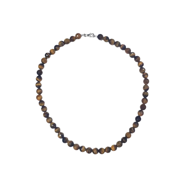 Collier facetté en oeil de tigre 8 mm - fermé | Dans les yeux de Gaïa