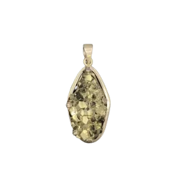 Pendentif en Pyrite serti en Argent 925 -4 | Pendentifs en Minéraux | Dans les yeux de Gaïa