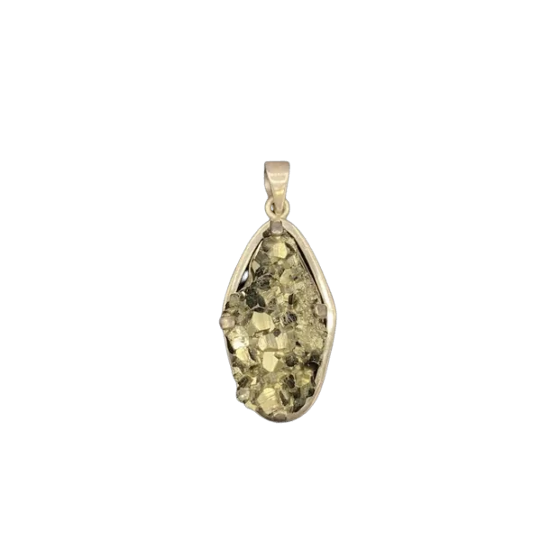 Pendentif en Pyrite serti en Argent 925 -4 | Pendentifs en Minéraux | Dans les yeux de Gaïa