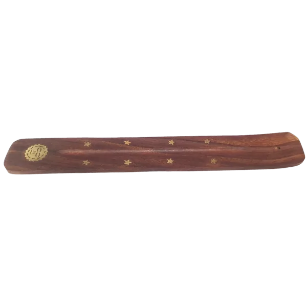Porte encens en bois symbole Soleil - dessus | Dans les yeux de Gaïa