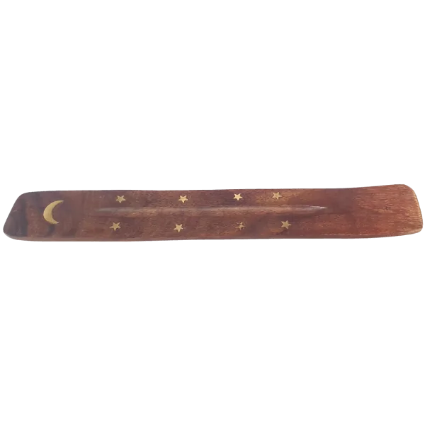 Porte encens en bois symbole Lune - dessus | Dans les yeux de Gaïa