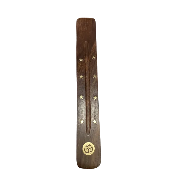 Porte Encens en Bois symbole Aum 1 - Accessoires pour encens |Dans les Yeux de Gaïa