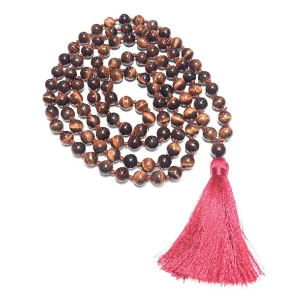 Mala 108 perles en Oeil de Taureau 1 - Lithothérapie |Dans les Yeux de Gaïa
