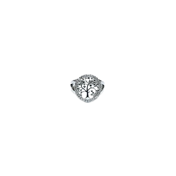 Bague réglable Arbre de Vie en métal argenté - Face | Dans les Yeux de GaÏa