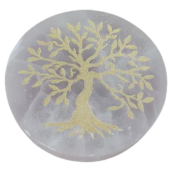 Disque Sélénite Arbre de Vie Doré Petit Modèle 1 | Dans les yeux de Gaïa