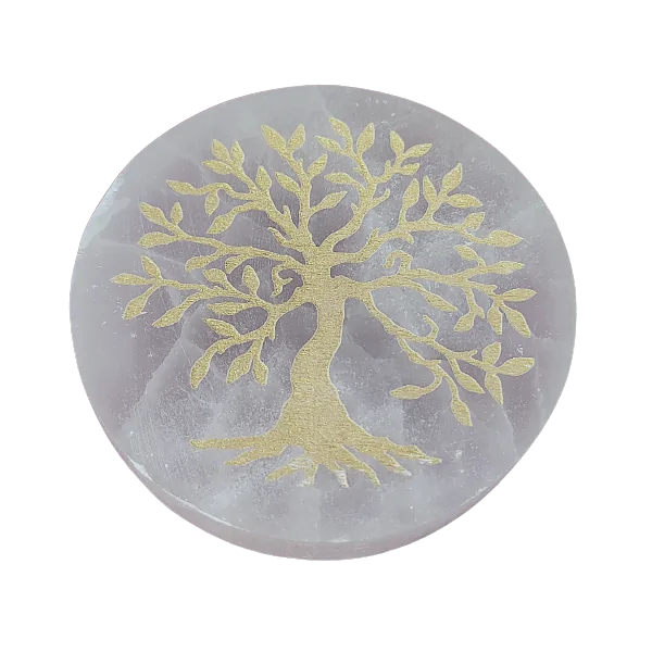 Disque Sélénite Arbre de Vie Doré Petit Modèle 1 | Dans les yeux de Gaïa